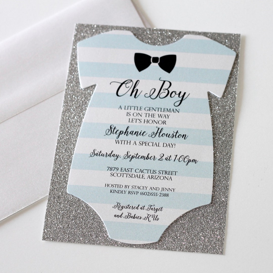 Baby Shower Onesie Invitation Glitter Shower Invitation - Etsy