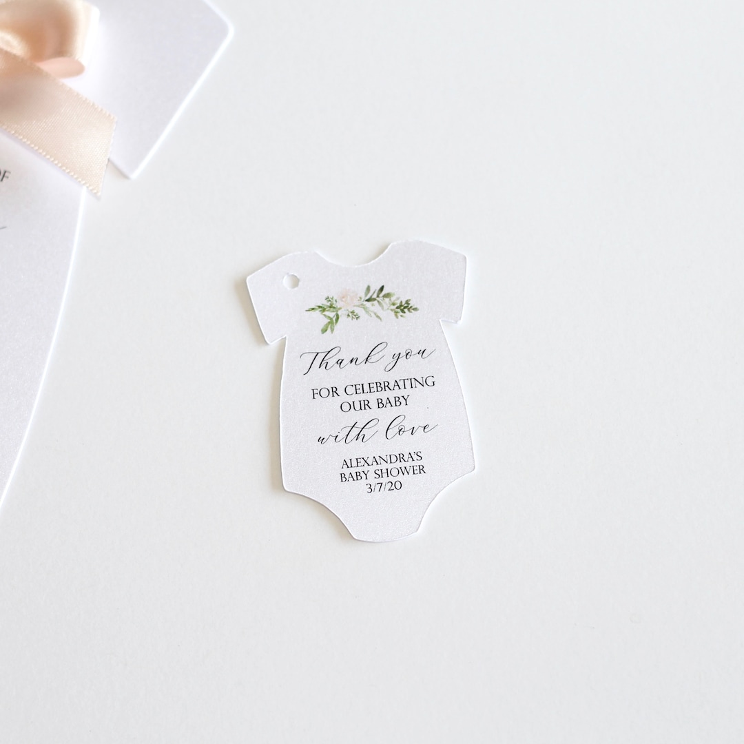 Floral Baby Shower Favor Tag Baby Shower Thank You Tag Onesie Tags