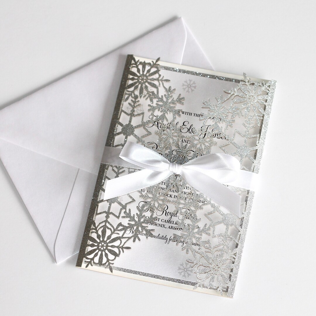 Snowflake Wedding Invitation Winter Theme Wedding Invite Elegant ...