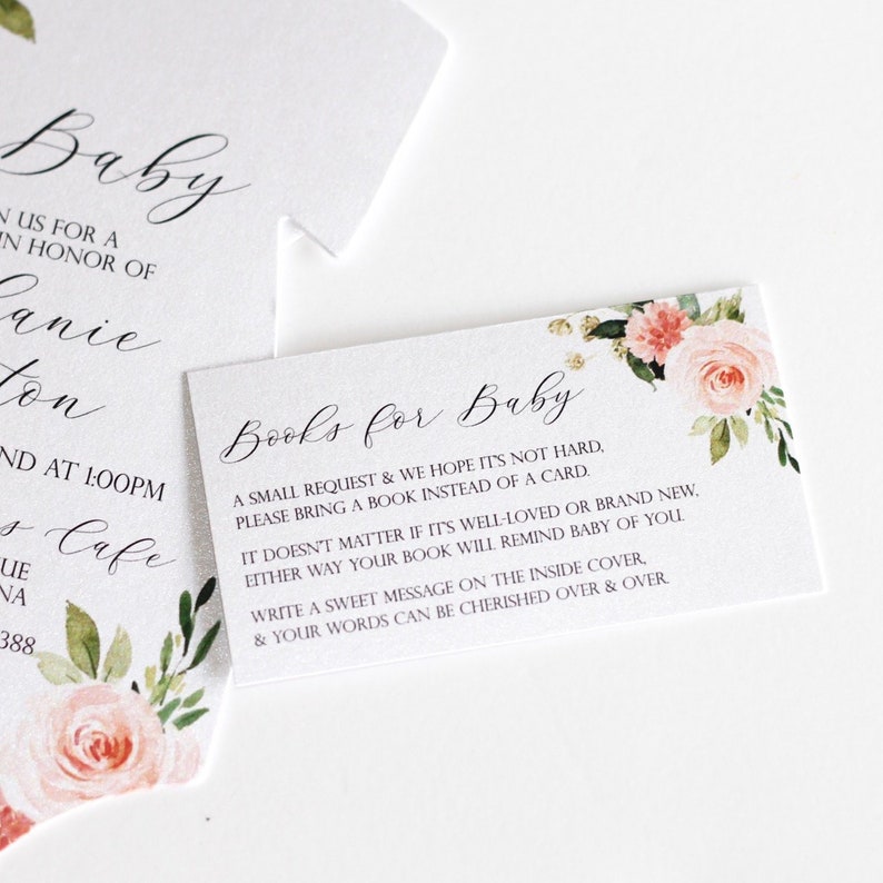 Floral Books for Baby Cards for Baby Shower Invitation Girl Etsy