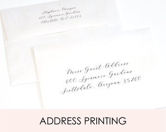 Address printing on envelopes, Return and Guest address printing for Invitations