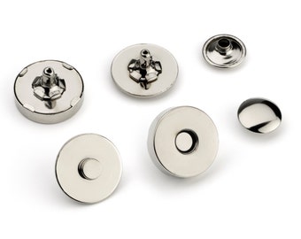18mm Double Rivet Magnetic Purse Snaps - Nickel - (MAGNET SNAP MAG-198)