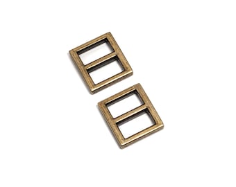 5/8" (16mm) Flat Diecast Slide Buckle - Antique Brass - (FBK-102) - Free Shipping