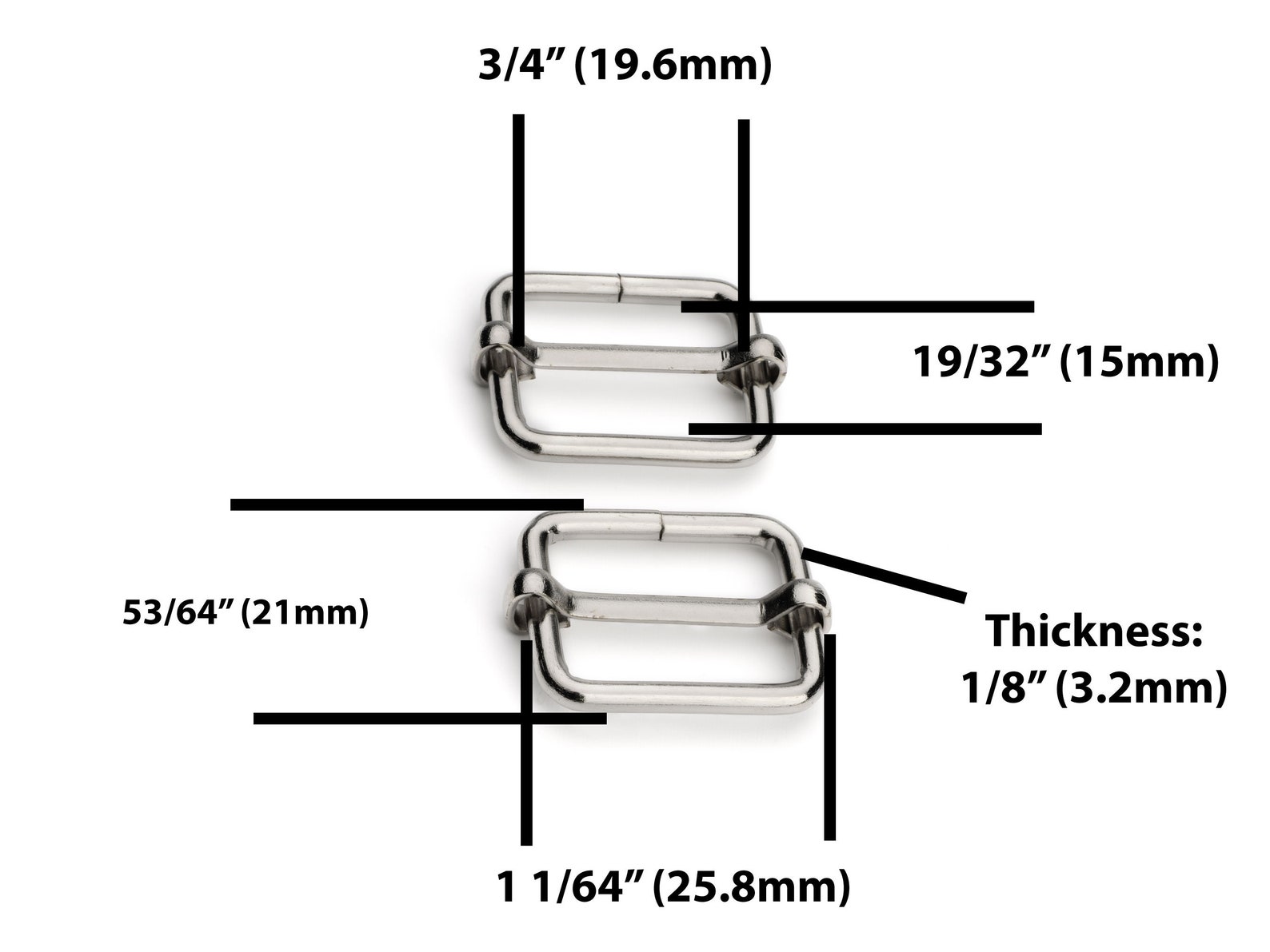 3/4 Adjustable Slide Buckle Nickel SLIDE BUCKLE Etsy