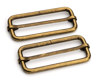 2" Adjustable Slide Buckle - Antique Brass - (SLIDE BUCKLE SBK-130)