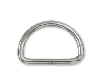 May include: A silver-toned metal D-ring with a smooth finish.