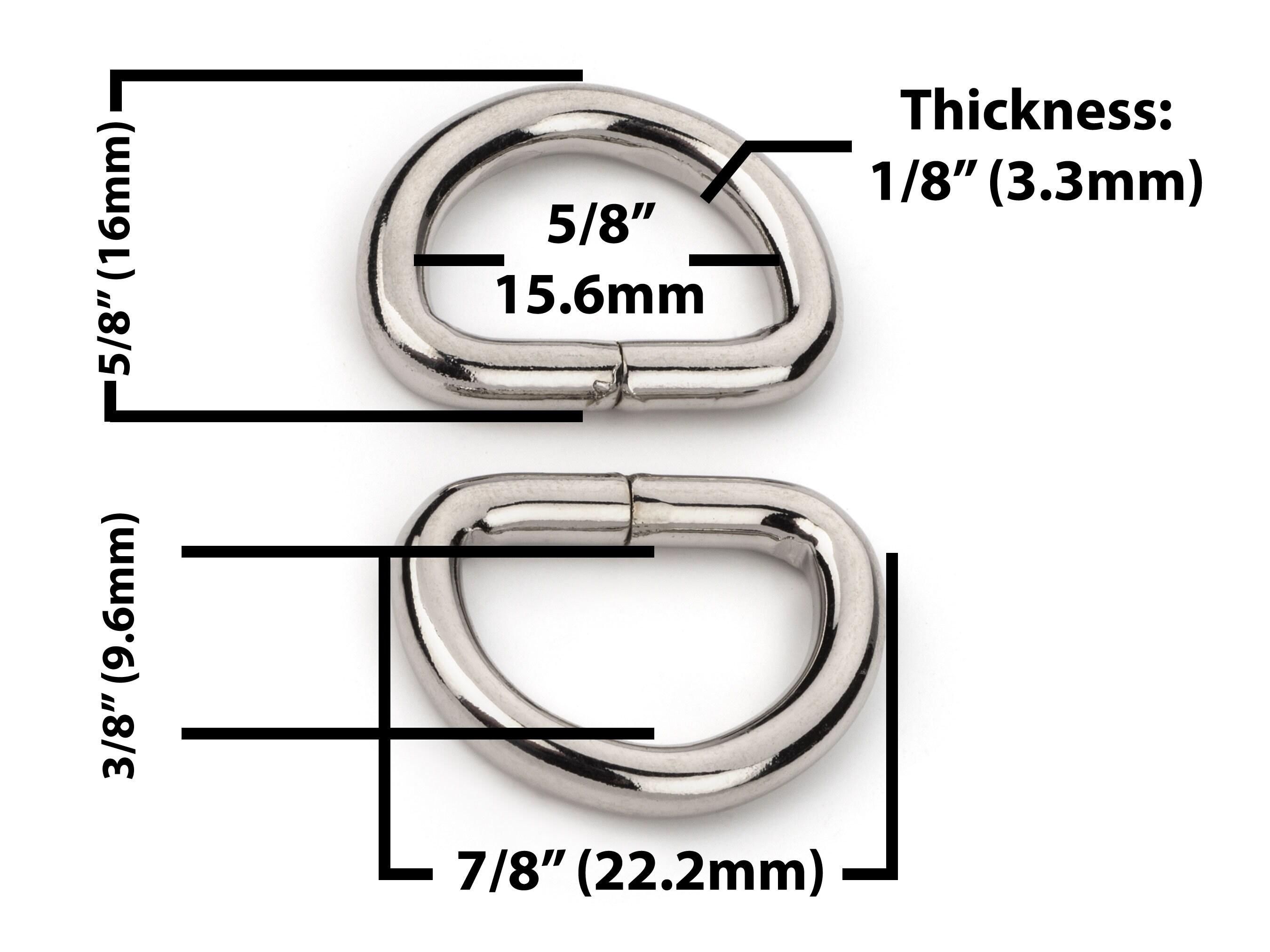5/8 Metal D Rings Dee Rings Non Welded Black Nickel Etsy