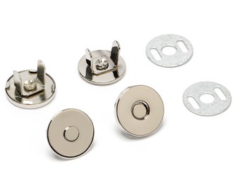 14mm Thin Magnetic Purse Snaps - Nickel - (MAGNET SNAP MAG-166)