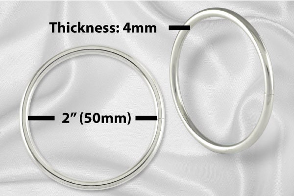 1.5 Metal Flat O Rings Gold or Silver Nickel Color Round 38mm Opening 1.75  Buckle 2 Pieces Purse Strap Embellishment Macrame 0-ring 44MM 