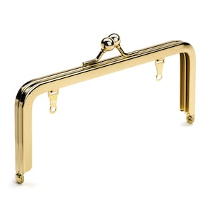 6&quot; x 2 1/2&quot; Gold Purse Frame with Standard Ball Clasp and Chain Loops - Free Shipping (PURSE FRAME FRM-153)