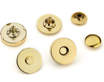 18mm Double Rivet Magnetic Purse Snaps - Gold - (MAGNET SNAP MAG-200)