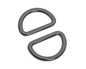 1 1/4" (32mm) Flat Zinc D-Ring - Black Nickel - (FDR-115) - Free Shipping