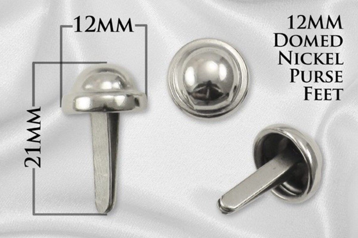 12mm Domed Purse Feet / Nickel Handbag Feet PURSE FEET Etsy