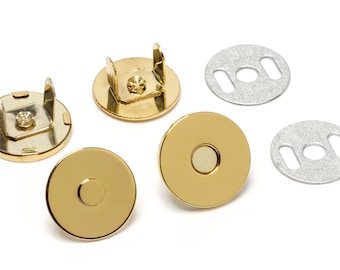 18mm Thin Magnetic Purse Snaps - Closures - Gold - (MAGNET SNAP MAG-126)