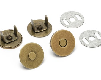 18mm Thin Magnetic Purse Snaps - Closures - Antique Brass - (MAGNET SNAP MAG-128)