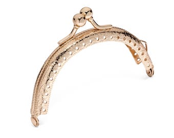 8.5cm (3 3/8")  Gold Sew-In Purse Frame with Standard Ball Clasp - Free Shipping (PURSE FRAME FRM-165)