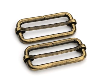 1 1/2" Adjustable Slide Buckle - Antique Brass - (SLIDE BUCKLE SBK-126)