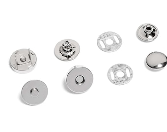 18mm Half-Rivet Magnetic Purse Snaps - Nickel - (MAGNET SNAP MAG-222)