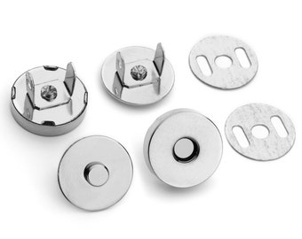 18mm Magnetic Purse Snaps - Closures - Nickel - (MAGNET SNAP MAG-116)
