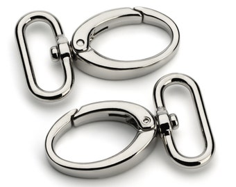 1 1/4" Metal Egg Shaped Push Gate Swivel Snap Hook - (METAL HOOK MHK-188)