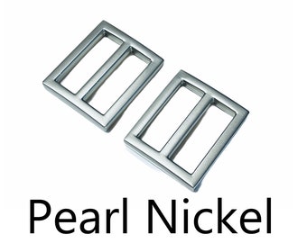 1" (25mm) Flat Diecast Slide Buckle - "PEARL" Nickel - Matte Finish - (FBK-304)