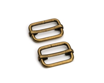 3/4" Adjustable Slide Buckle - Antique Brass - (SLIDE BUCKLE SBK-114)