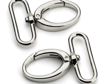 1 1/2" Metal Egg Shaped Push Gate Swivel Snap Hook - Nickel - (METAL HOOK MHK-180)