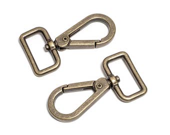 1" (25mm) Metal Teardrop Push Gate Swivel Snap Hook - Antique Brass - (METAL HOOK MHK-254)