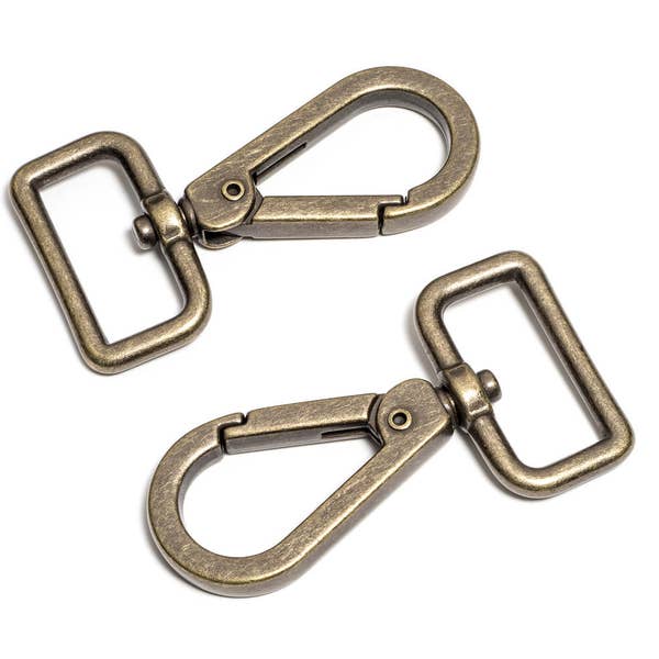 1" (25mm) Metal Teardrop Push Gate Swivel Snap Hook - Antique Brass - (METAL HOOK MHK-254)