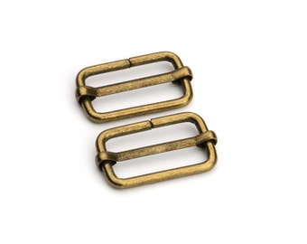 1" Adjustable Slide Buckle - Antique Brass - (SLIDE BUCKLE SBK-118)