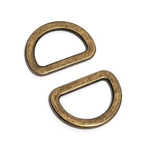 1" (25mm) Flat Zinc D-Ring - Antique Brass - (FDR-110) - Free Shipping