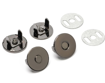 18mm Thin Magnetic Purse Snaps - Closures - Black Nickel - (MAGNET SNAP MAG-130)