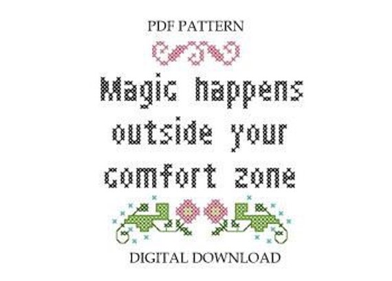 Pdf Jpeg Magic Happens Outside Your Comfort Zone Girls Quote Etsy