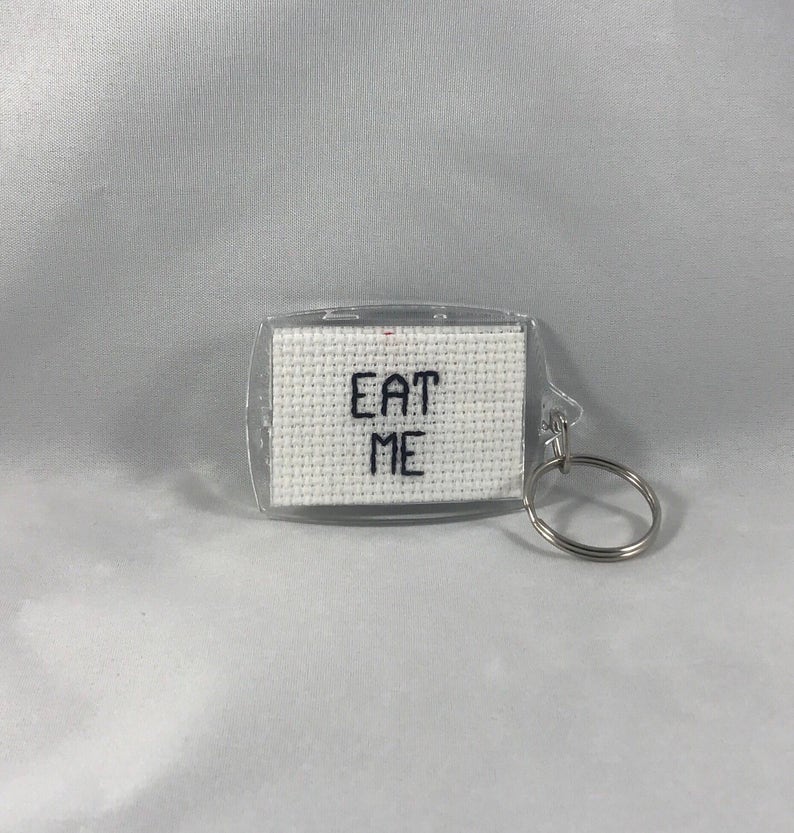 Eat Me Cross Stitch Keychain image 2