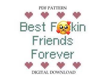 Pattern Best F-ckin  Friends Forever Pineapple Express Subversive Cross Stitch Instant Download PDF Funny Xstitch