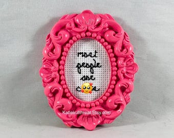 Mature Mini Most People Are C-nts Funny Subversive Embroidery Home Decor Desk Decor Finished Cross Stitch Embroidery