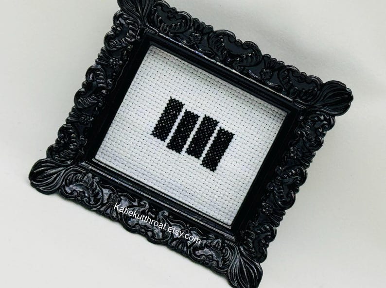 Punk Rock Mini Cross Stitch Black Flag Logo Henry Rollins Frame image 5
