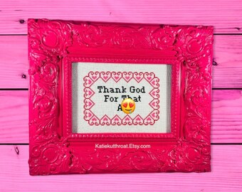 Mature Thank God For That A-s Funny Subversive Cross Stitch Family Guy Ceramic Baroque Frame