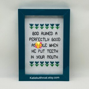 Mature NSFW God Ruined A Perfectly Good A-shole When He Put Teeth In Your Mouth Funny Subversive Cross Stitch Home Decor Wall Decor Gift