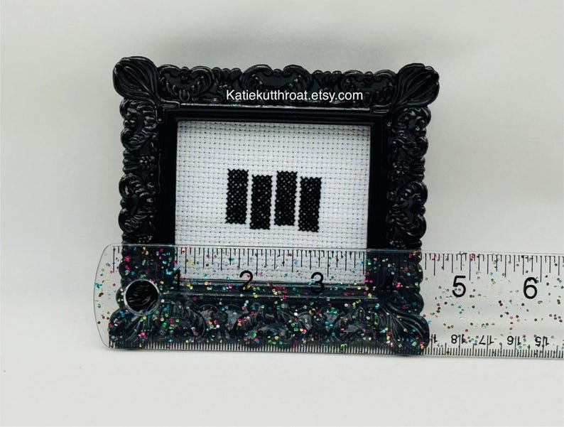 Punk Rock Mini Cross Stitch Black Flag Logo Henry Rollins Frame image 7