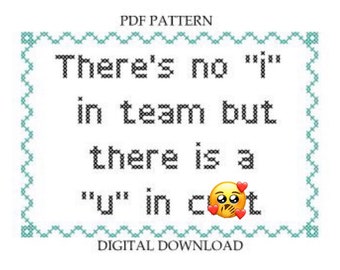 Pattern There’s No I In Team But There Is A U In C-nt Eastbound And Down Subversive Cross Stitch Instant Download PDF Funny Xstitch