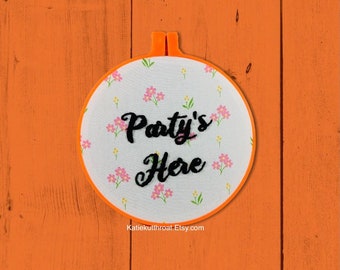 Party’s Here Hand Stitched Embroidery Art Hoop Jersey Shore Snooki MTV