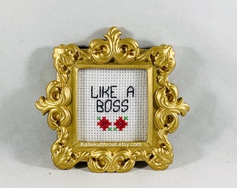 Like A Boss Mini Funny Cross Stitch Home Decor Handmade Gifts