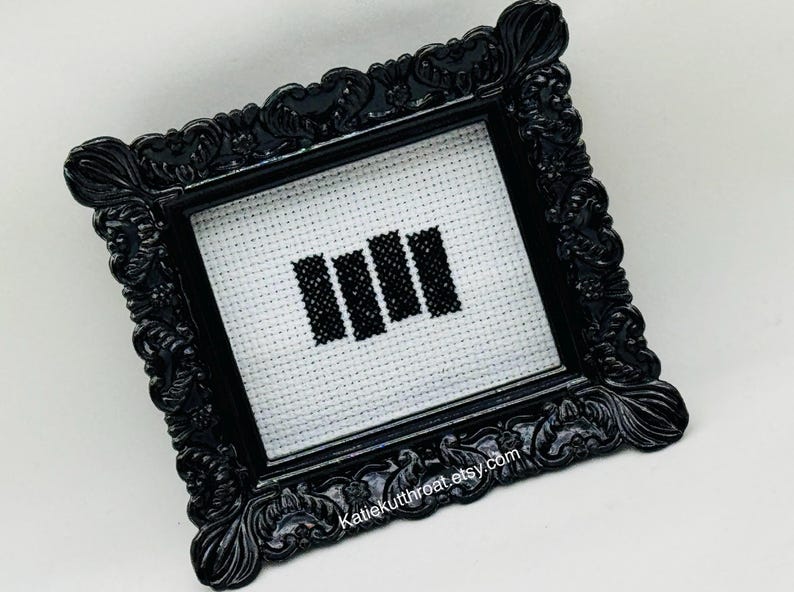 Punk Rock Mini Cross Stitch Black Flag Logo Henry Rollins Frame image 8