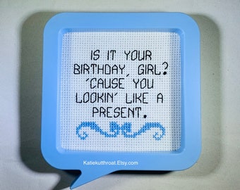 Lizzo Quote Cross Stitch Magnet: 'Birthday Girl' Kitchen Decor