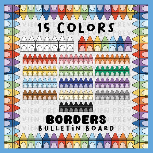 Crayon Bulletin Board to School Etsy