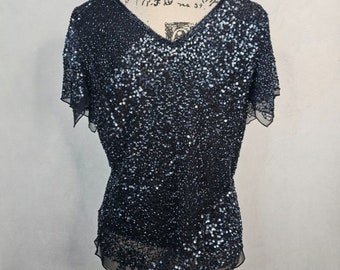 Adrianna papell vintage 90s y2k beaded sequin fairy top sz L