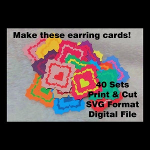 Earring Cards SVG Digital File for Post Stud Earrings