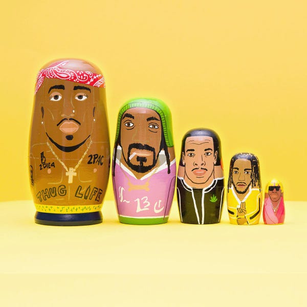 West Coast Rappers Wooden Nesting Doll Sets