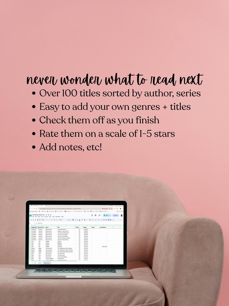 Romantasy Reading Tracker | Fantasy Romance TBR List (Google Sheets) image 2